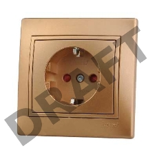 Розетка 1-м СП Мира защ. шторки с заземл. метал. зол. Lezard 701-1313-124