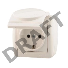 Розетка 1-м ОП Ната с защ. крышкой керам. с заземл. бел. Lezard 710-0200-123