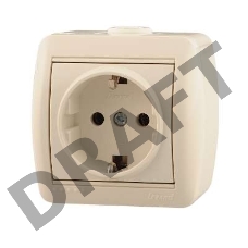 Розетка 1-м ОП Ната керам. с заземл. крем. Lezard 710-0300-122