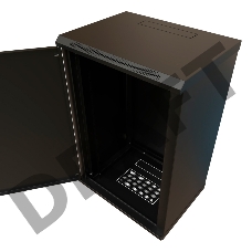Шкаф коммутационный WRline (WR-TW-1866-SR-RAL9004) настенный 18U 600x600мм пер.дв.металл 2 бок.пан. 60кг черный 520мм 908мм IP20 сталь