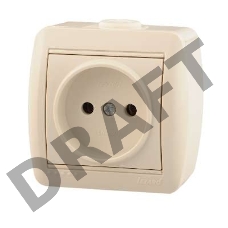 Розетка 1-м ОП Ната 16А IP20 без заземл. керам. крем. LEZARD 710-0300-121