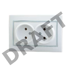 Розетка 2-м СП Мира 16А IP20 без заземл. керам. бел./сер. LEZARD 701-0215-128