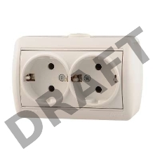 Розетка 2-м ОП Ната керам. с заземл. бел. Lezard 710-0200-127
