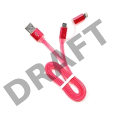 Кабель USB 2.0 Cablexpert CC-mAPUSB2pk1m, AM/microBM 5P - iPhone lightning, 1м, комбо кабель, алюминиевые разъемы, розовый, блистер