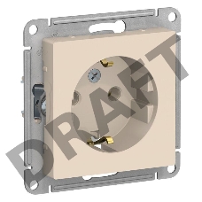 РОЗЕТКА с заземлением, 16А, механизм, БЕЖЕВЫЙ