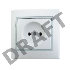 Розетка 1-м СП Мира 16А IP20 без заземл. керам. бел./сер. LEZARD 701-0215-121