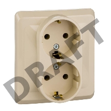 Розетка 2-м СП Этюд 16А с заземл. крем. SchE PC16-007K