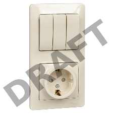 Блок комбинированный GLOSSA розетка защ. шторки с заземл. + выкл. 3-кл. беж. SchE GSL000278