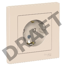 Розетка ATLAS DESIGN с заземл. защ. шторки 16А в сборе беж. SchE ATN000244