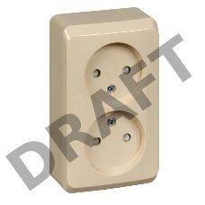 Розетка 2-м ОП Этюд 16А IP20 защ. шторки без заземл. крем. SchE PA16-006K