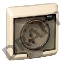 Розетка 1-м СП Этюд защ. шторки с заземл. IP44 крем. SchE PC16-044K