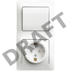 Блок комбинированный GLOSSA розетка защ. шторки с заземл.+ выкл. 1-кл. бел. SchE GSL000170