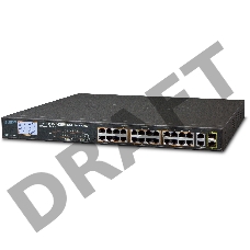 FGSW-2622VHP неуправляемый коммутатор с LCD PoE мниторингом 24-Port 10/100TX 802.3at PoE + 2-Port Gigabit TP/SFP Combo Ethernet Switch with LCD PoE Monitor (300W)