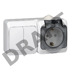 Блок ОП Этюд (2-кл. выкл. + евророз. защ. шторки) IP44 бел. SchE BPA16-242B