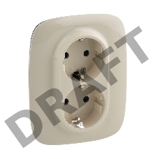 Силовая розетка двойная Valena ALLURE 2х2К+З 16А 250В с лицевой панелью. С защитными шторками. Безвинтовые зажимы. Слоновая кость Valena ALLURE. Силовая розетка двойная 2х2К+З 16А 250В с лицевой панелью. С защитными шторками. Безвинтовые зажимы. Слоновая 