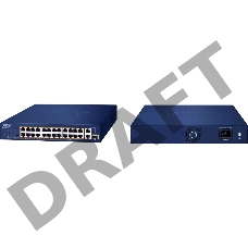 Коммутатор PLANET 24-Port 10/100TX 802.3at PoE + 2-Port 10/100/1000T + 1-Port shared 1000X SFP Unmanaged Gigabit Ethernet Switch (185W PoE Budget, Standard/VLAN/Extend mode, supports PD alive check, desktop size with rackmount kit)