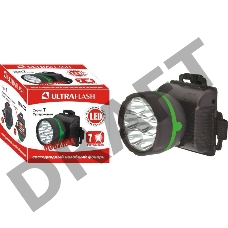 Фонарь налобный 909LED7 (7LED 1 режим; 3хR6 черн.) Ultraflash 11782