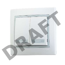 Выключатель 2-кл. СП Мира 10А IP20 бел./сер. LEZARD 701-0215-101