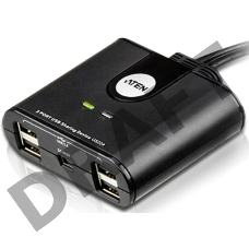 Переключатель, электрон., USB, 2 User > 2 устройства + клавиатура + мышь, 2 USB A-тип > 4 USB A-тип, Male > Female, со встроен. шнурами 2х1.2м., (USB 2.0) 2 PORT USB PERIPHERAL SWITCH.