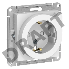 Механизм розетки 1-м СП ATLAS DESIGN с заземл. защ. шторки с выталк. 16А бел. SchE ATN000147