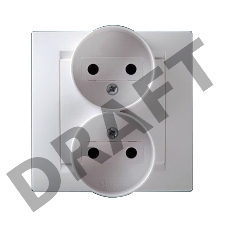 Розетка SIMON 15 1590457-030  2-я без заземления белая в сборе с рамкой литая моноблок