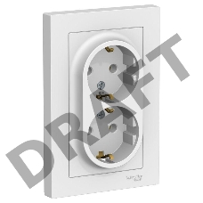 Розетка 2-м ATLAS DESIGN с заземл. 16А в сборе бел. SchE ATN000124