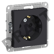 Механизм розетки 1-м СП ATLAS DESIGN с заземл. защ. шторки 16А карбон SchE ATN001045