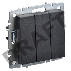 Выключатель 3-кл. СП BRITE ВС10-3-0-БрЧ 10А черн. IEK BR-V30-0-10-K02