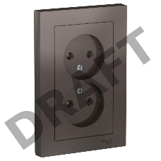 Розетка 2-м ATLAS DESIGN без заземл. 16А в сборе мокко SchE ATN000620