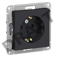 РОЗЕТКА с заземлением Systeme electric ATN001043 ATLASDESIGN 16А, механизм, КАРБОН