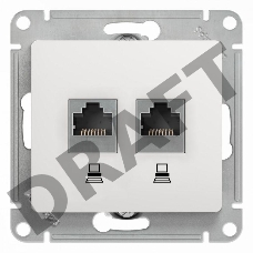 Механизм розетки комп. 2-м Glossa RJ45+RJ45 кат.5е бел. SchE GSL000185KK