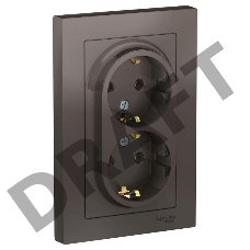 Розетка 2-м ATLAS DESIGN с заземл. 16А в сборе мокко SchE ATN000624