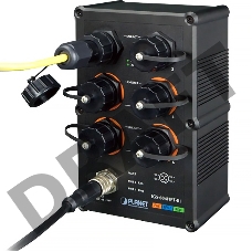 Коммутатор PLANET IP67-rated Industrial L2+ 4-Port 10/100/1000T 802.3at PoE + 2-Port 10/100/1000T Managed Ethernet Switch(-40~75 degrees C), ERPS Ring, 1588,  6 x waterproof RJ45 connectors included
