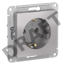 Механизм розетки 1-м СП ATLAS DESIGN с заземл. 16А алюм. SchE ATN000343