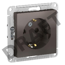 Механизм розетки 1-м СП ATLAS DESIGN с заземл. защ. шторки 16А мокко SchE ATN000645