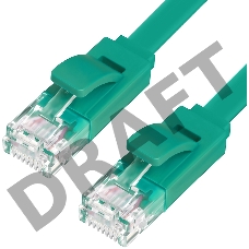Патч-корд Greenconnect плоский прямой PROF  20.0m UTP медь, кат.6, зеленый, позолоченные контакты, 30 AWG, Premium ethernet high speed 10 Гбит/с, RJ45, T568B (GCR-LNC625-20.0m)
