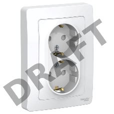 Розетка 2-м СП BLANCA 16А 250В защ. шторки с заземл. бел. SchE BLNRS001121