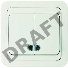 Выключатель двухклавишный СП Mimoza 10А IP20 с подсветкой бел./бел. Makel 12023