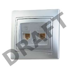 Розетка телефонная 2-м СП Мира RJ11 метал. сер. Lezard 701-1010-138