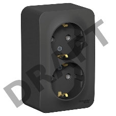 Розетка 2-м ОП BLANCA 16А 250В без шторок c заземл. изол. пласт. антрацит SchE BLNRA010216