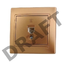 Розетка телефонная 1-м СП Мира RJ11 метал. зол. Lezard 701-1313-137