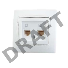 Розетка компьютерная 2-м СП Мира RJ45 бел./бел. Lezard 701-0202-141