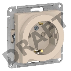 Механизм розетки 1-м СП ATLAS DESIGN с заземл. защ. шторки с выталк. 16А беж. SchE ATN000247