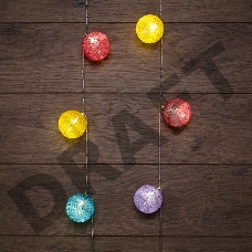 Тайские фонарики «Фейерверк» 1,5 м, прозрачный ПВХ, 10 LED, теплый белый, питание 2 х АА (батарейки не в комплекте)