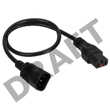 Шнур питания с блокировкой C13-C14, 3х0.75, 220В, 10А, черный, 3 метра