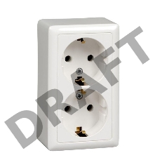 Розетка 2-м ОП Хит 16А 250В без защ. шторок с заземл. с изол. пластиной бел. SchE RA16-238I-B