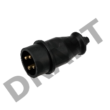 Вилка переносная влагозащищенная 3Р+РЕ, 32 А, IP44 каучук, черная REXANT