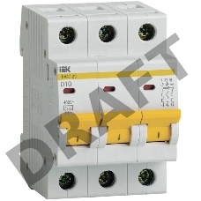 Выключатель автоматический модульный 3п D 10А 4.5кА ВА47-29 ИЭК MVA20-3-010-D