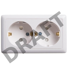 Розетка 2-м ОП Хит 16А защ. шторки с заземл. бел. SchE RA16-239-B