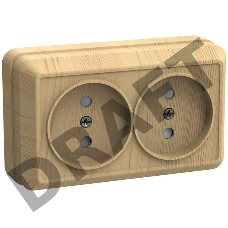 Розетка 2-м ОП Октава 10А IP20 без заземл. сосна ИЭК ERO20-K03-10-DC